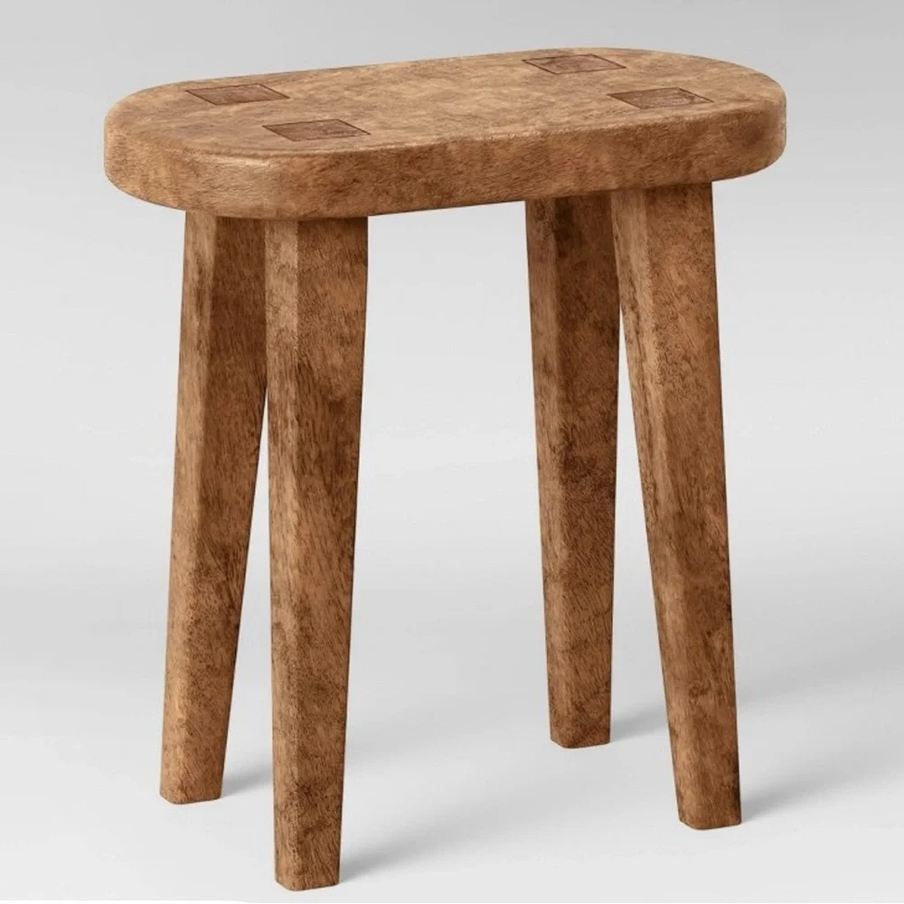 Threshold Rustic Brown Wooden Accent Stool